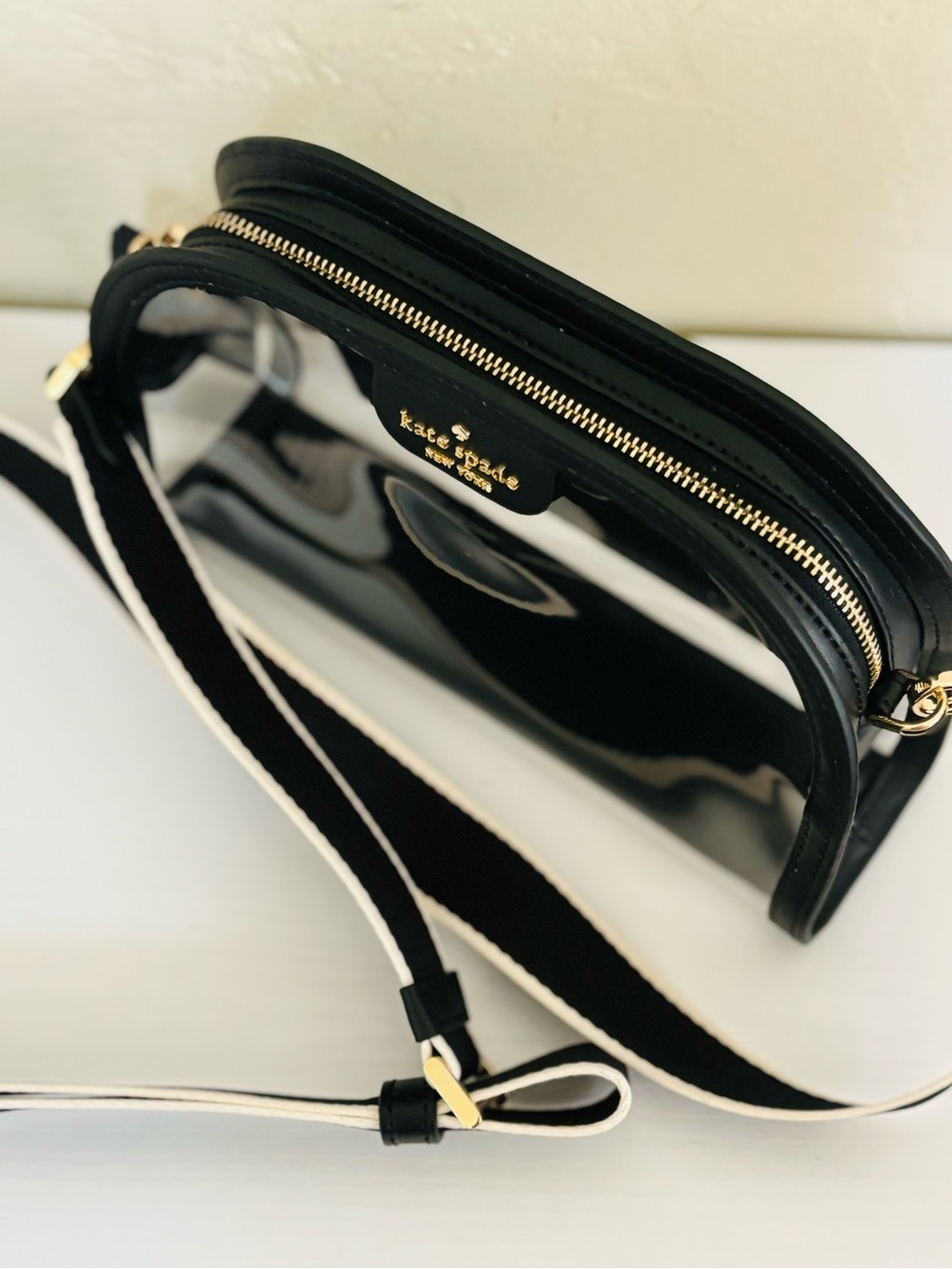 Kate Spade Clare Clear Small Dome Crossbody Bag Black Multi Stadium Bag NWT - Picture 4 of 16